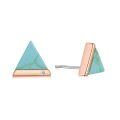 wholesale 925 Sterling Silver Rose Gold Plated Turquoise Triangle Cz Stud Earrings-0-1