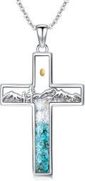 wholesale 925 Sterling Silver & Turquoise Mustard Seed Necklace, Christian Jewelry for Women, Faith Pendant Gift-0-0
