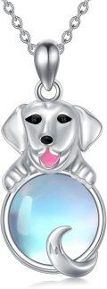 wholesale 925 Sterling Silver Moonstone Labrador Retriever Pendant Necklaces for Women - Memorial s-0-0