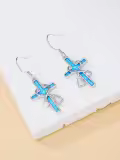 TOUPOP Sterling Silver Crystal Nurse Stethoscope Cross Earrings-0-1