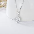 TOUPOP Sterling Silver Cubic Zirconia Circle Pendant Necklace-0-2