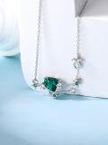 wholesale 925 Sterling Silver Green Heart-Shaped Emerald & Cubic Zirconia 12 Constellations Pendant Necklace for Women and Moms-0-1