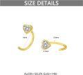 wholesale 14K Gold Yellow Diamond Open Heart Ear Cuff Wrap Studs Jewelry for Women-0-4
