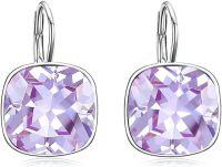 wholesale Sterling Silver Austrian Crystal Hypoallergenic Leverback Earrings Women s Gift-Purple