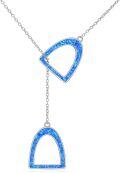 wholesale 925 Sterling Silver Blue Opal Teardrop Y-Necklace with Chain and Pendant Set for Women Girls -0-0