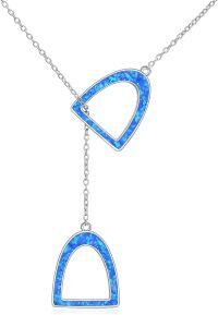 wholesale 925 Sterling Silver Blue Opal Teardrop Y-Necklace with Chain and Pendant Set for Women Girls -Blue Opal Horse Necklace