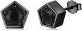 wholesale 925 Sterling Silver Black CZ Pentagonal Stud Earrings-0-0