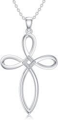 wholesale 925 Sterling Silver Infinity Cross Pendant with Cubic Zirconia Necklaces for Women s 45cm Chain Length-0-0