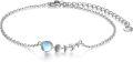 wholesale 925 Sterling Silver Rainbow Moonstone Chain Link Charm Bracelet for Women Girl's -0-0