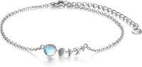 wholesale 925 Sterling Silver Rainbow Moonstone Chain Link Charm Bracelet for Women Girl's -moonstone Moon phase