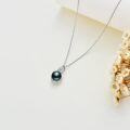 wholesale 14K Gold Leaf Design with Black Tahitian Pearl Pendant Necklace (AAA Quality)-0-2