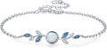 wholesale 925 Sterling Silver Blue Opal Leaves Charm Bracelet for Women's Gifts-0-0