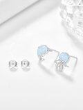 wholesale 925 Sterling Silver White Opal Whale & Jellyfish Stud Earrings for Women - Hypoallergenic Sea Life Gift Set-0-1