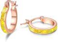 wholesale Rose Gold Yellow Fire Opal Huggie Hoop Earrings for Women 925 Sterling Silver  Idea-0-0