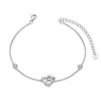 wholesale 925 Sterling Silver Birthstone Stethoscope Bracelet for Women Nurse Doctor Gift-Pink