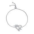 wholesale 925 Sterling Silver Dolphin Charm Bracelet With Adjustable Chain And Sparkling Accents-0-0