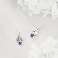 wholesale 925 Sterling Silver White Gold Plated Amethyst Moonstone Mushroom Dangle Earrings 0.67in 0.4in Hypoallergenic Nickel-Free Lead-Free Cadmium-Free-0-4