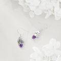 wholesale 925 Sterling Silver Purple Mushroom Dangle Earrings-0-4