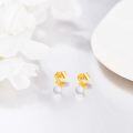 wholesale 14k Yellow Gold Round Opal Stud Earrings - Solid 14kt Gold Jewelry for Women-0-1