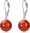wholesale 925 Sterling Silver Yellow Jade Round Ball Leverback Dangle Drop Earrings for Women-0-19