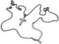 wholesale 925 Sterling Silver Black Cross Necklace with Curb Chain for Men & Women (24)-0-2