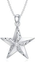 wholesale 925 Sterling Silver Lab-Grown Cubic Zirconia Star Pendant Necklace for Women-0-0