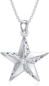 wholesale 925 Sterling Silver Lab-Grown Cubic Zirconia Star Pendant Necklace for Women-Filigree Star