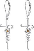 wholesale 925 Sterling Silver Evil Eye Cross Dangle Earrings with Yellow Stone and Heart Design for Women Girls  4cm Length-0-0