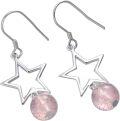 wholesale 925 Sterling Silver with Turquoise and Pink Quartz Star Drop Earrings - Hypoallergenic Jewelry for Women-0-0