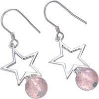 wholesale 925 Sterling Silver with Turquoise and Pink Quartz Star Drop Earrings - Hypoallergenic Jewelry for Women-Pink Quartz