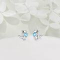 wholesale 925 Sterling Silver Blue Heart Crystal Dinosaur Stud Earrings for Women-0-1