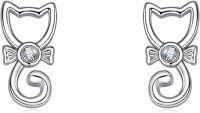 wholesale 925 Sterling Silver CZ Cat Stud Earrings for Women - Adorable Animal s-Cat-2