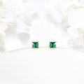 wholesale 14K Gold Princess Cut Emerald Stud Earrings for Women - Birthday & Christmas Gifts-0-3