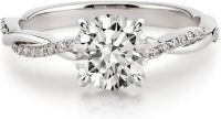 wholesale 10k White Gold Twisted Band Lab Diamond Rings Wholesale With Central Stone-10K