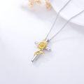 wholesale 925 Sterling Silver Sunflower Rose Cross Cremation Urn Necklace with Ashes Hair Memorial Pendant Always in My Heart Locket for Women-0-2