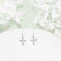 wholesale 925 Sterling Silver Cross with Golf Ball Charm Drop Earrings Sports Gift for Women-0-2