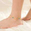 wholesale 14K Gold Turquoise Beaded Ankle Anklet for Women - Adjustable Size 7-9 Fashion Foot s-0-1
