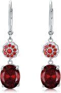 wholesale Sterling Silver 3ct Genuine Gemstone 10x8mm Oval Birthstone Drop Earrings-0-0