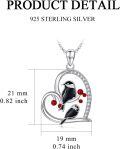 wholesale 925 Sterling Silver Bird Heart Pendant Necklace with Red Beads and Cubic Zirconia Stones Gift for Her-0-2