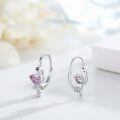 wholesale 925 Sterling Silver Flamingo Drop Earrings With Pink Cz White Gold Plated For Women-0-1