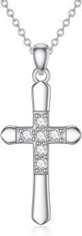 wholesale 925 Sterling Silver Cubic Zirconia Cross Pendant Necklace for Women Christian -0-0