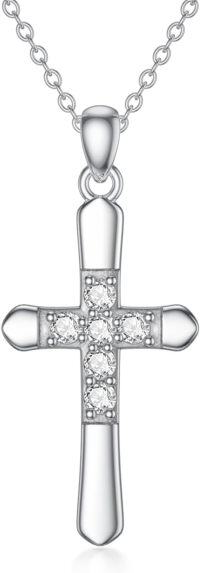 wholesale 925 Sterling Silver Cubic Zirconia Cross Pendant Necklace for Women Christian -03-Classic Cross