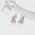 wholesale 925 Sterling Silver Pink Gold Plated Cat & Kitten Drop Earrings for Women Girls Gifts Jewelry Accessories 3cm Long-0-5