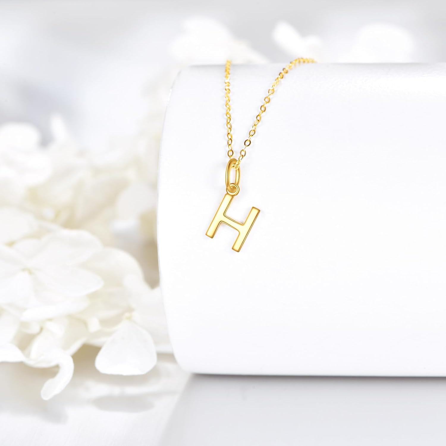 14K Gold Letter Pendant Necklace 18 -0-2