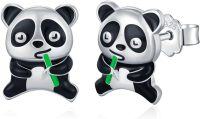 wholesale 925 Sterling Silver Panda Stud Earrings for Women Turquoise Crystal Animal s for Daughter Wife-Panda
