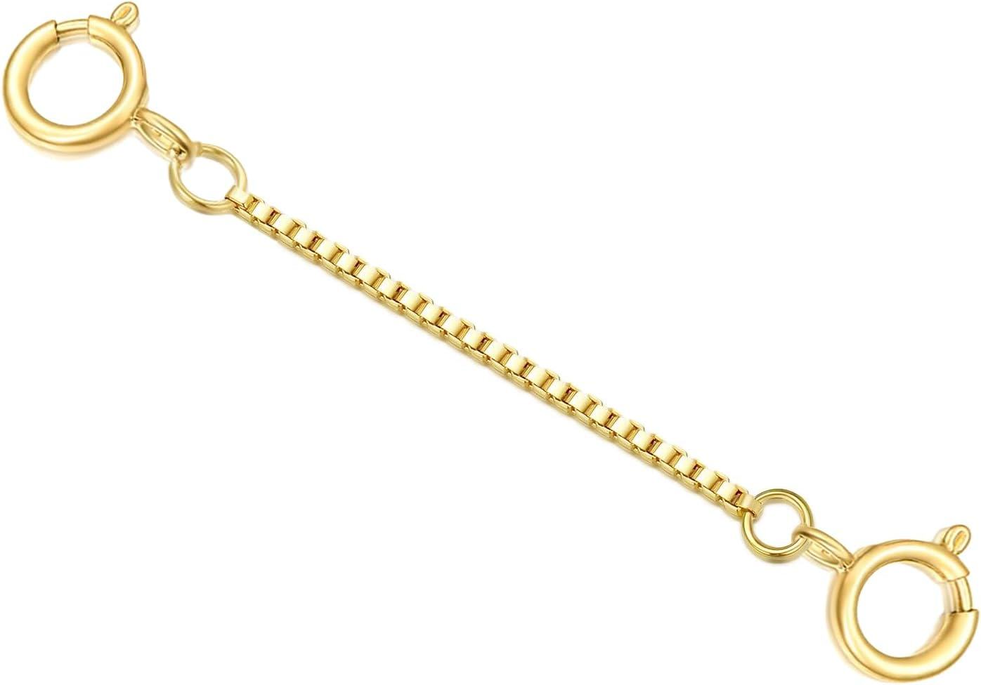 10K Yellow Gold 1 2 3 4 5 Necklace Extender Chain w Double Spring Clasp Bracelet Anklet Extension-Style 4 5inch