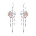 wholesale 925 Sterling Silver Dreamcatcher Rose Gold Flower Feather Drop Earrings-0-15