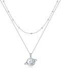 wholesale 925 Sterling Silver Planet Pendant Double Chain Layered Choker Necklaces for Women Gifts-0-0