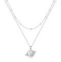wholesale 925 Sterling Silver Planet Pendant Double Chain Layered Choker Necklaces for Women Gifts-0-0