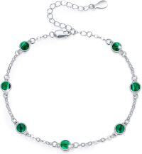 wholesale 925 Sterling Silver Malachite 7 Chakra Ankle Anklet for Women-chain